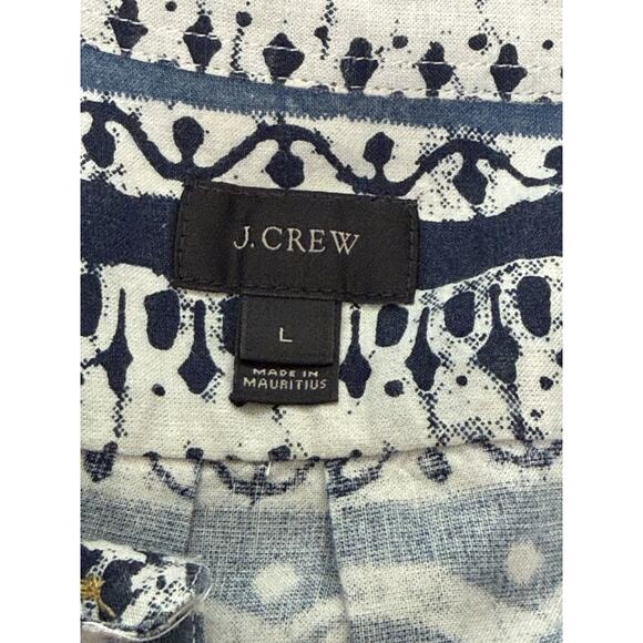 J Crew Button Up Shirt Mens Large Blue Short Sleeve Resort Tribal Vaycay Island - Picture 3 of 4